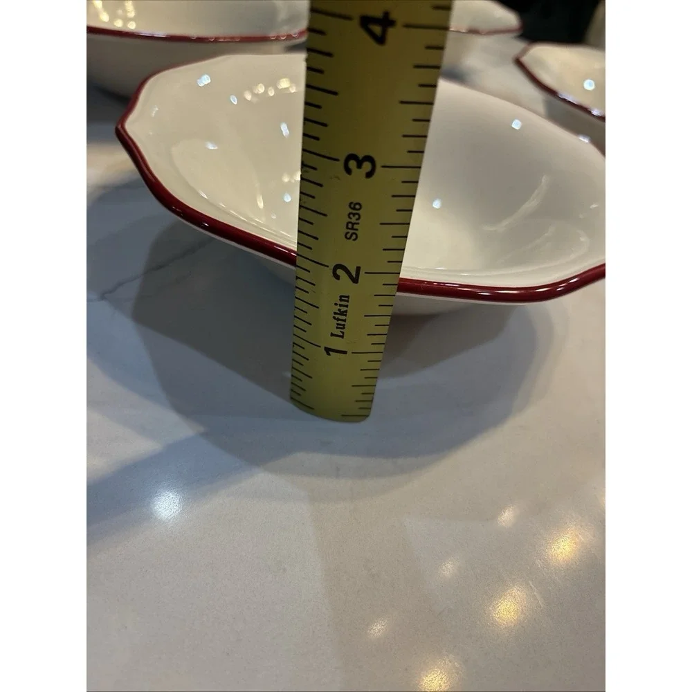 3- BETTER HOMES GARDENS RED HOLIDAY POINSETTIA CEREAl BOWL PORCELAIN 7.5